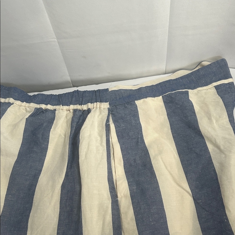 Striped Blue and Cream Wide-Leg Pants - Picture 13 of 14